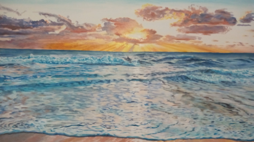 Cottesloe Beach Surfer With Sunset And Sunray_1