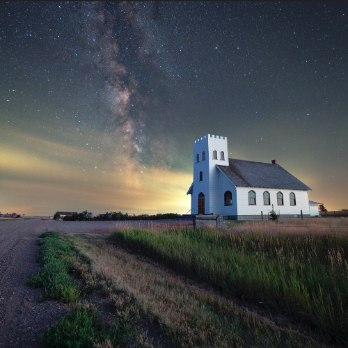 Prairie Church Under the Milky Way