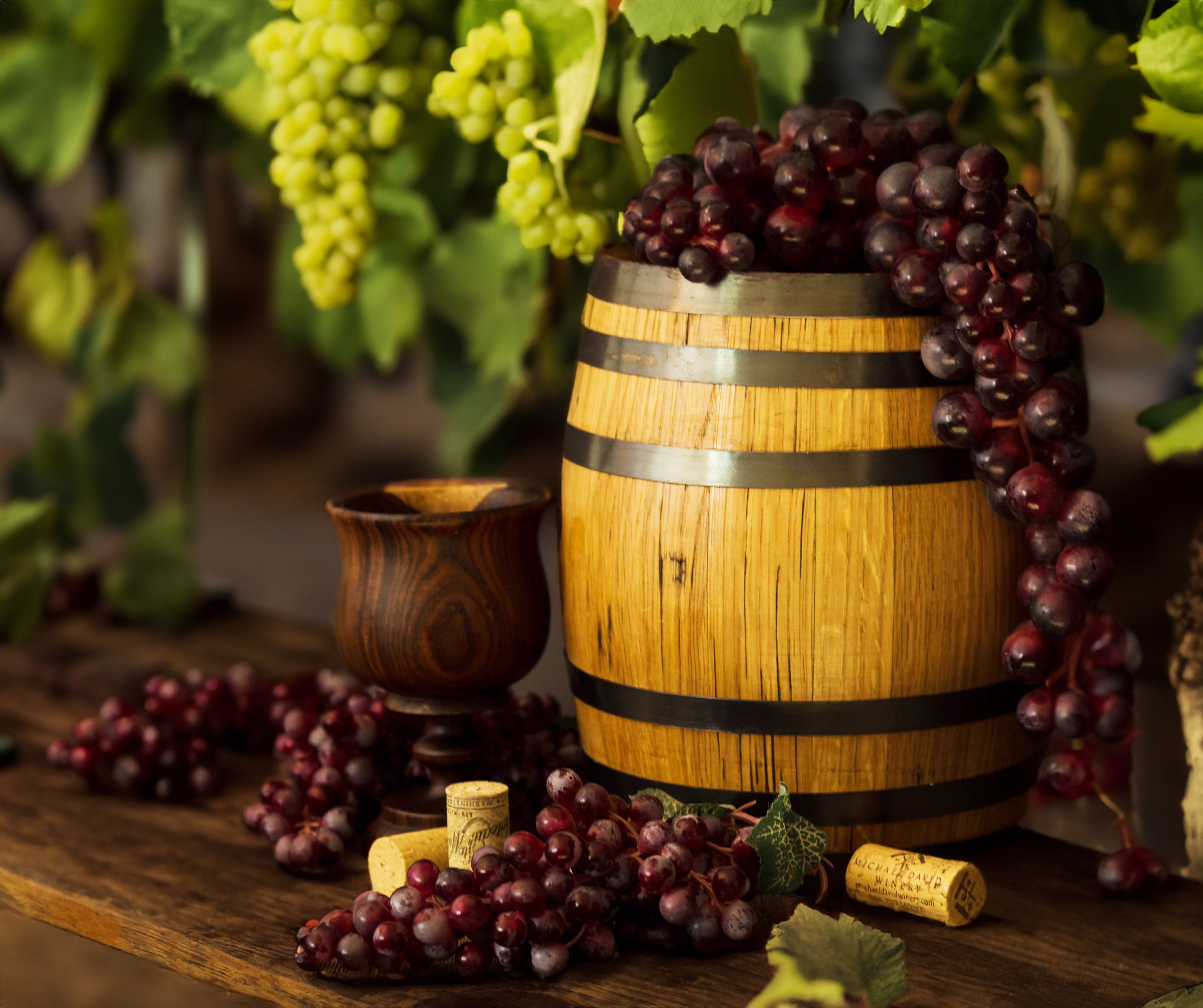 Still Life with Grapes and Wine Barrel
