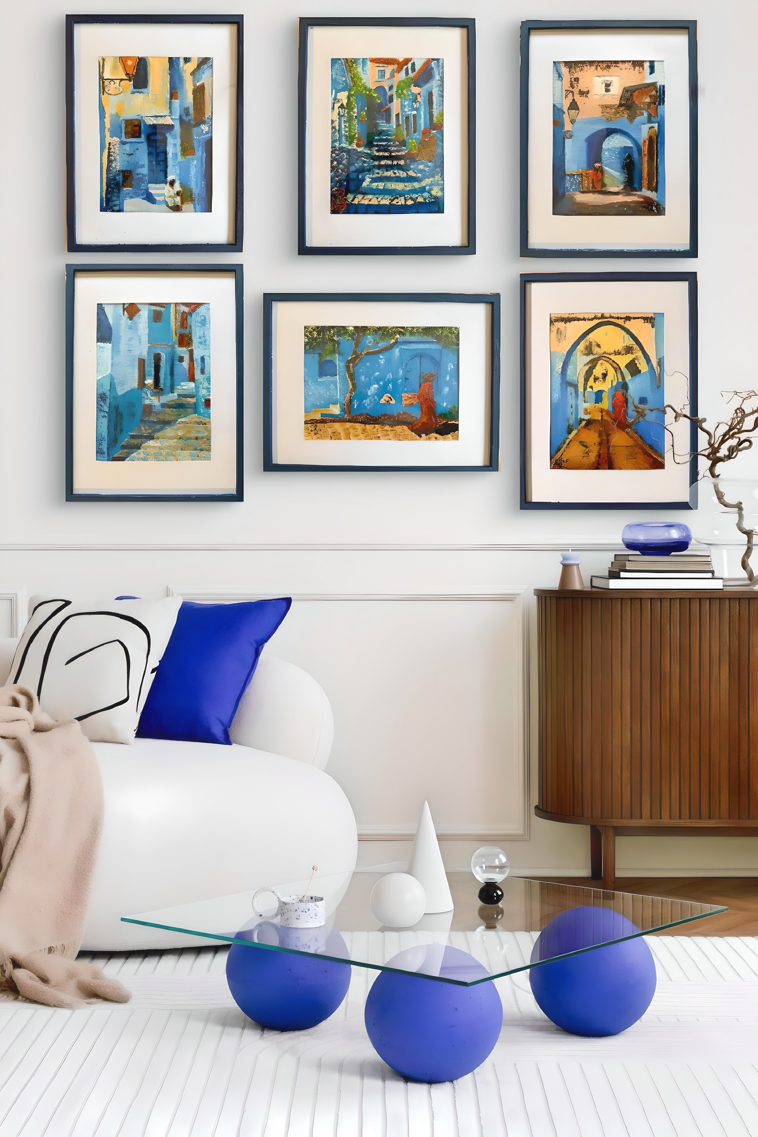 Blue Cityscape Gallery Wall
