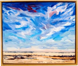 Art original oil painting SCORCED EARTH a wheatbelt landscape of recently cleared paddock with tortured sky set in the Western Australian Wheatbelt near Merredin an original oil painting by Brian Carew-Hopkins on VooGlue