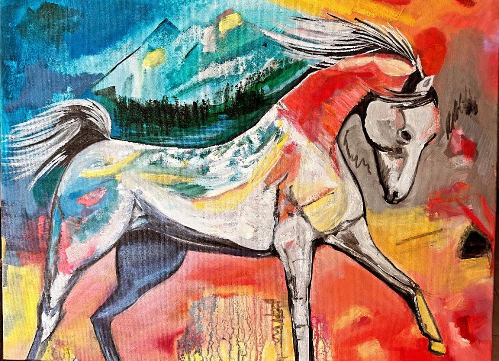 Abstract Horse in a Mountainous Landscape