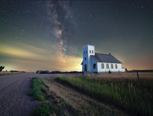 Prairie Church Under the Milky Way