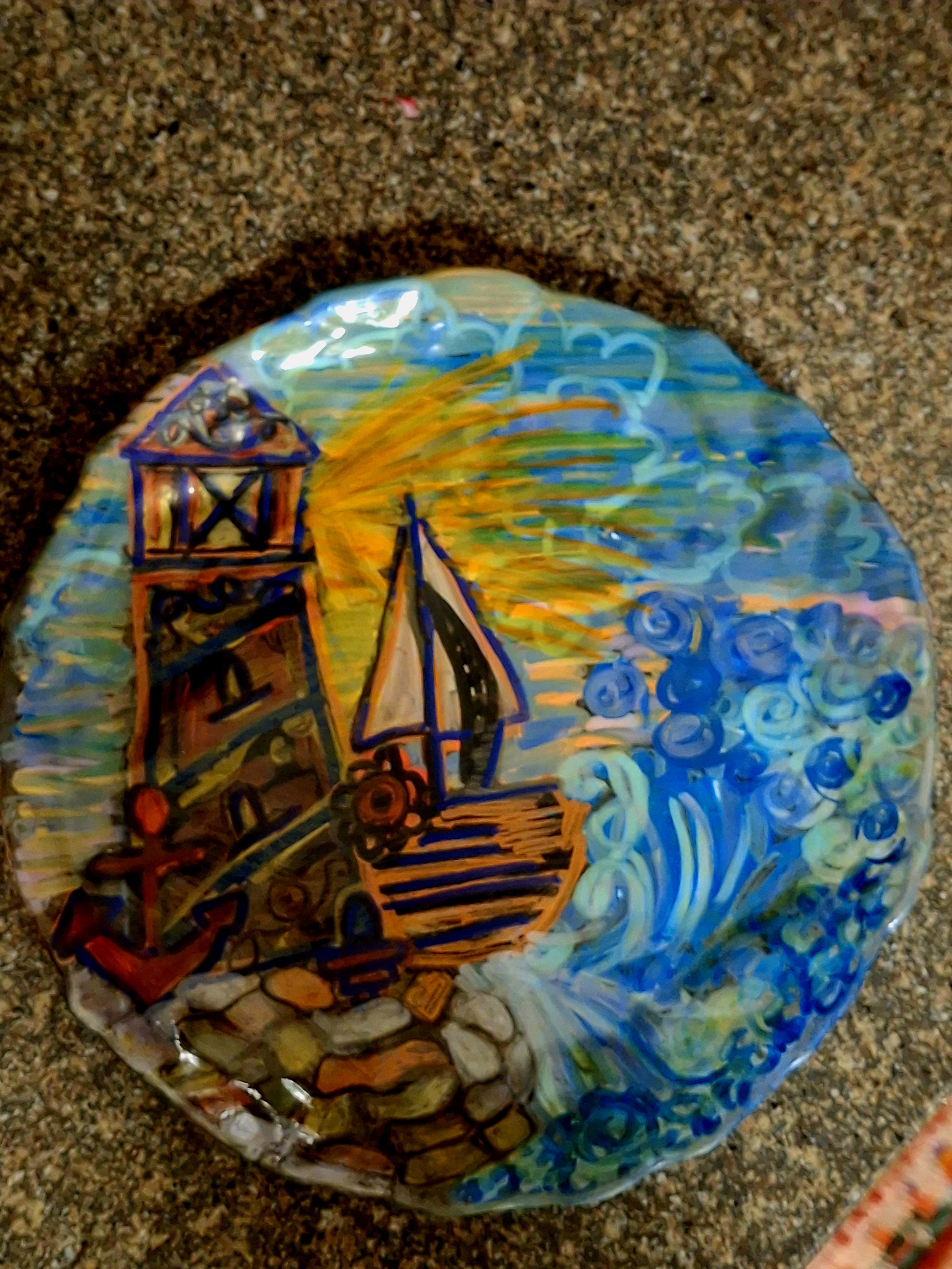 Coastal Ballad: Lighthouse and Sailboat